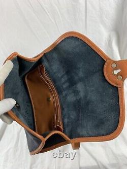 Vintage DOONEY & BOURKE Cavalry saddle dark navy two tone leather shoulder bag