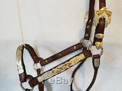 Vintage Dale Chavez Leather Horse Show Halter with Lots of Silver
