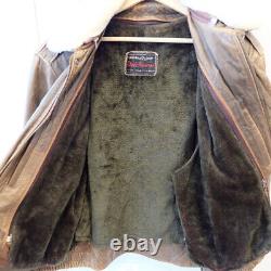 Vintage Dark Horse Distressed Leather Brown Bomber Jacket FITS AS LARGE