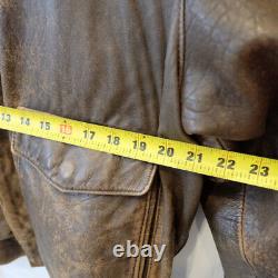 Vintage Dark Horse Distressed Leather Brown Bomber Jacket FITS AS LARGE