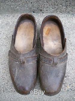 Vintage Depression Era Horse Stable Chore Work Leather Men's Clogs Shoes Size 7