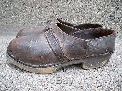 Vintage Depression Era Horse Stable Chore Work Leather Men's Clogs Shoes Size 7