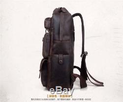 Vintage Distressed Genuine Crazy Horse Leather Men's Backpack Travel Backpack
