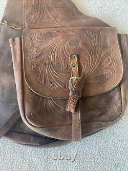 Vintage Distressed Leather Horse Saddle Bags