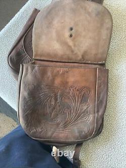 Vintage Distressed Leather Horse Saddle Bags