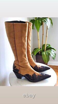 Vintage Donald J. Plainer Knee High Boots Western Couture Collection Size 9