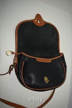 Vintage Dooney & Bourke Awl Leather Cavalry Trooper Black Leather Crossbody Bag