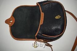 Vintage Dooney & Bourke Awl Leather Cavalry Trooper Black Leather Crossbody Bag