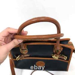 Vintage Dooney & Bourke Black Pebbled Leather Equestrian Buckle Satchel Bag