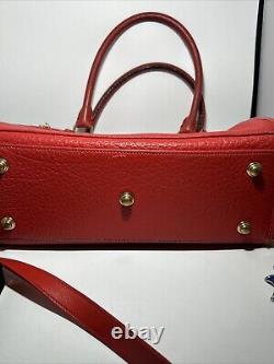 Vintage Dooney & Bourke Pebbled Leather Equestrian Buckle Satchel Bag Red rare