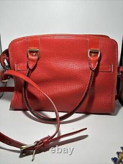 Vintage Dooney & Bourke Pebbled Leather Equestrian Buckle Satchel Bag Red rare