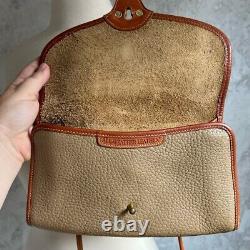 Vintage Dooney Bourke R77 Cavalry Pochette CrossBody Bag Tan All Weather Leather