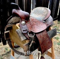 Vintage Easy Rider Saddle Co. Horse Saddle/Hand Tooled Leather With Silver USA