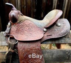 Vintage Easy Rider Saddle Co. Horse Saddle/Hand Tooled Leather With Silver USA