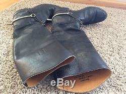 Vintage English Horse Equestrian Riding Black Leather Tall Men's Boots 9.5 D