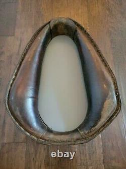 Vintage Equestrian Horse Collar Harness Brown Leather Strap Buckle Wall Mirror
