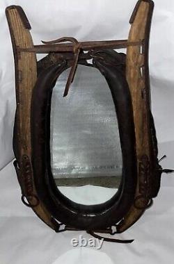 Vintage Equestrian Leather Horse Yoke Collar Mirror