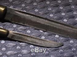 Vintage Finland Puukko 2 Horse Head Knife Knives W Leather Sheath Signed