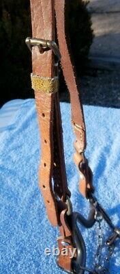Vintage Forged Unusual Design Iron/Brass Horse Bit Leather Headstall