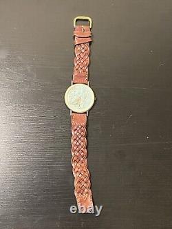 Vintage Fossil BW-6716 Sea Horse Shell Stone Face 1994 Very Rare Mens Watch