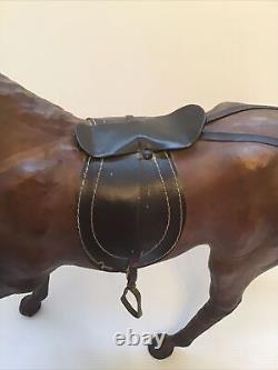 Vintage French Brown Leather Horse Sculpture/Ornament