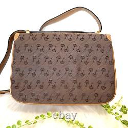 Vintage GUCCI 70's Horsebit Pattern Shoulder Bag Canvas Brown