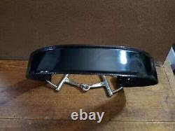 Vintage GUCCI Black Patent Leather Belt with Silver Horse Bit Buckle 29