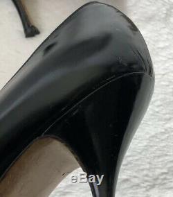 Vintage GUCCI Black Patent Leather Horse Bit Pointy Toe Pump Heels Shoes Sz 8 B