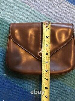 Vintage GUCCI Brown Leather Crossbody Bag Purse Horse Bit NO STRAP
