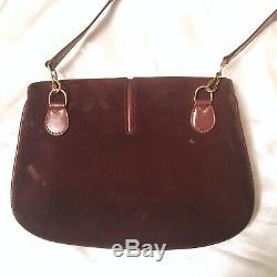 Vintage GUCCI Brown Suede Leather Crossbody Bag Purse Horse Bit