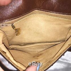 Vintage GUCCI Brown Suede Leather Crossbody Bag Purse Horse Bit