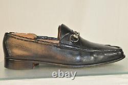 Vintage GUCCI Horse-bit Loafers Mens Size 45.5 Black Leather