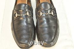 Vintage GUCCI Horse-bit Loafers Mens Size 45.5 Black Leather