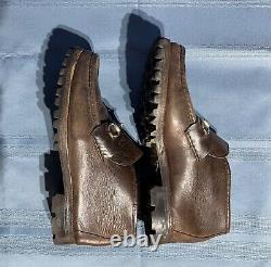 Vintage GUCCI Horse-bit Men's Distressed Brown Ankle Loafer Boots Size 11