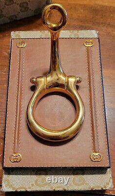 Vintage GUCCI Leather & Metal Horse Snaffle Bit Paperweight Desk Office Decor