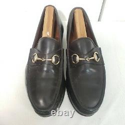 Vintage GUCCI Men's Brown Horse bit Loafers Shoes sz 8.5 41.5 Made in italy