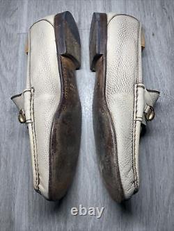 Vintage GUCCI Men's Horse-bit Leather Ivory Loafers 1953 SIZE 8.5/ EURO 42.5