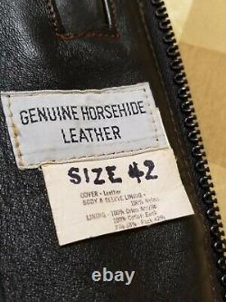 Vintage Genuine Horse Hide Leather Police Motorcycle Jacket Horsehide