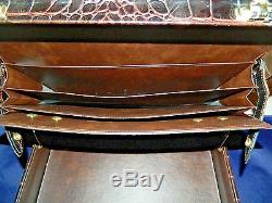 Vintage Genuine Leather Briefcase With Alligator/Crocodile Print By Flying Horse