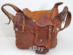 Vintage Genuine Leather Western Style Horse Saddle Purse