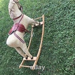 Vintage German Rocking Horse. Good Condition. Wood, Leather