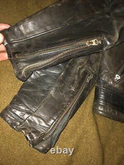 Vintage Grais Horse hide Leather Motorcycle Jacket 70s Talon Small 40R PATINA