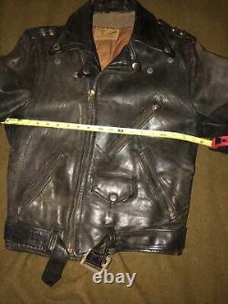 Vintage Grais Horse hide Leather Motorcycle Jacket 70s Talon Small 40R PATINA