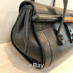 Vintage Gucci Bamboo Boston Bag Leather GG Doctor Handbag 141713