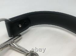 Vintage Gucci Black Patent Leather Belt with Silver Horse Bit Buckle Size 75/30