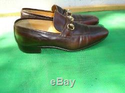 Vintage Gucci Brown Leather Horse Bit Loafers Men Shoe SZ# EUR 44