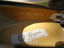 Vintage Gucci Brown Leather Horse Bit Loafers Men Shoe SZ# EUR 44