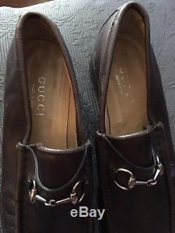 Vintage Gucci Brown Leather Horse Bit Loafers Shoes Women's Size 8.5 US/ 38.5 EU
