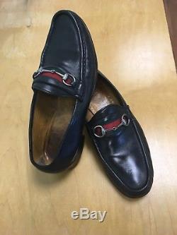 Vintage Gucci Dark Brown Iconic Ribbon Horse Bit Loafers Mens Size 11