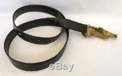 Vintage Gucci Double Horse Head Brass Buckle and Leather Belt Black 36